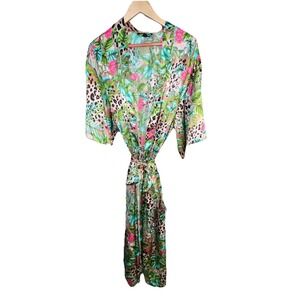 INC International Concepts Tropical Leopard Satin Maxi Robe XXL EUC Maximalist